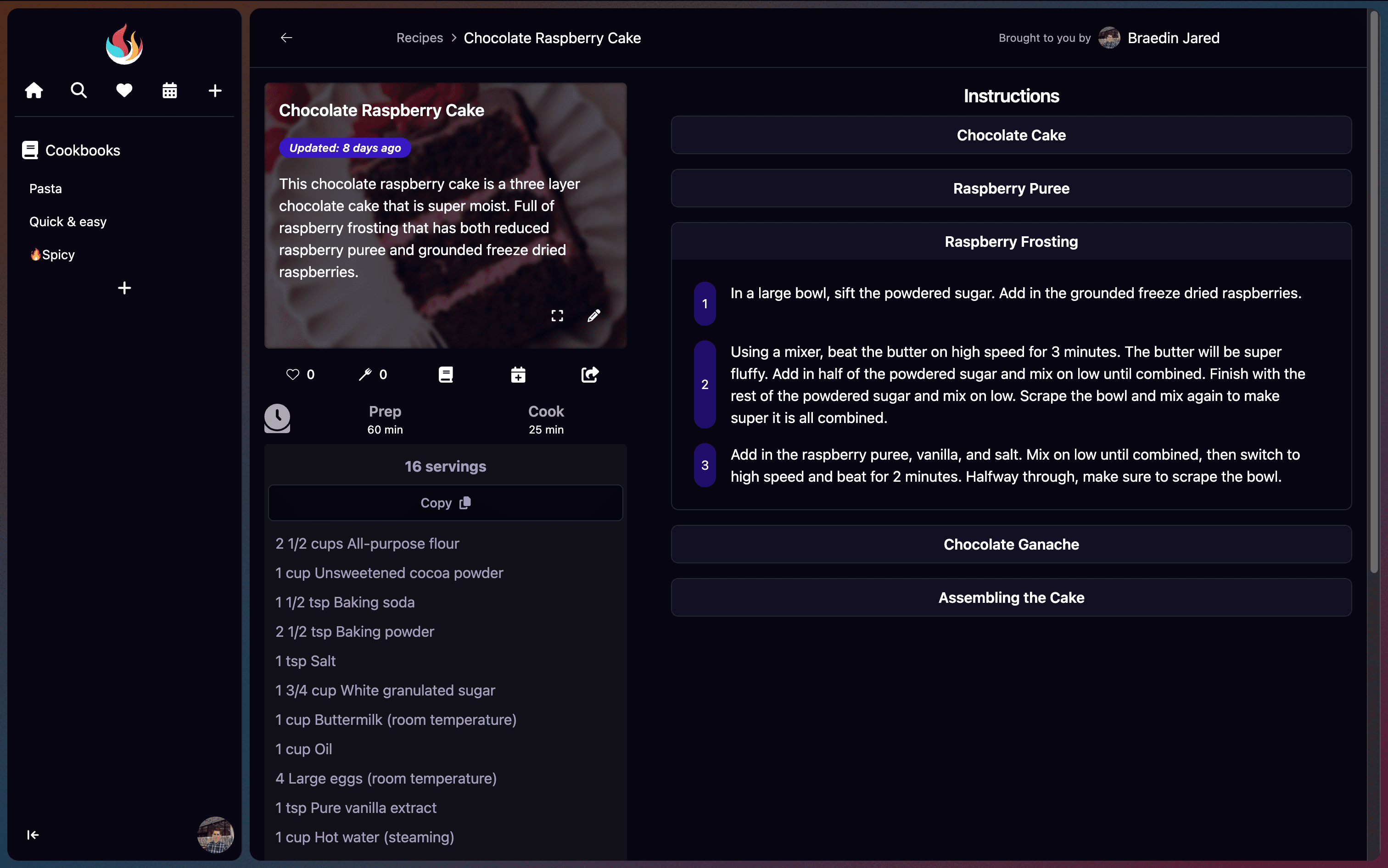 YAMP Recipe Screenshot